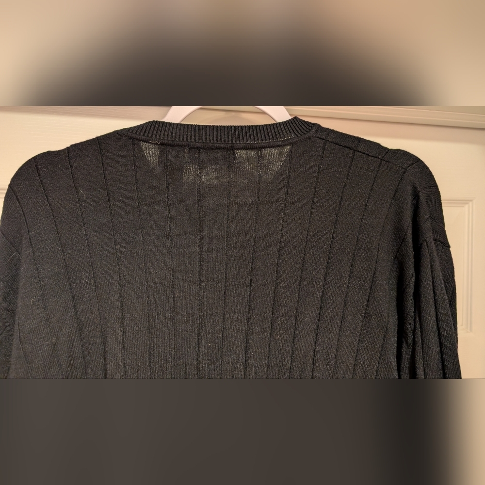 Claiborne Mens Black Long Sleeve Ribbed V-Neck Sweater Rayon Nylon Blend Size XL - Picture 11 of 14